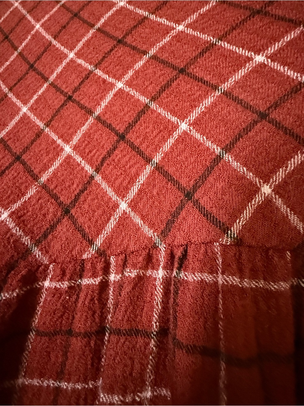 torrid Rust Red Plaid Ruffle-Yoke Henley Tunic - Picture 7 of 7